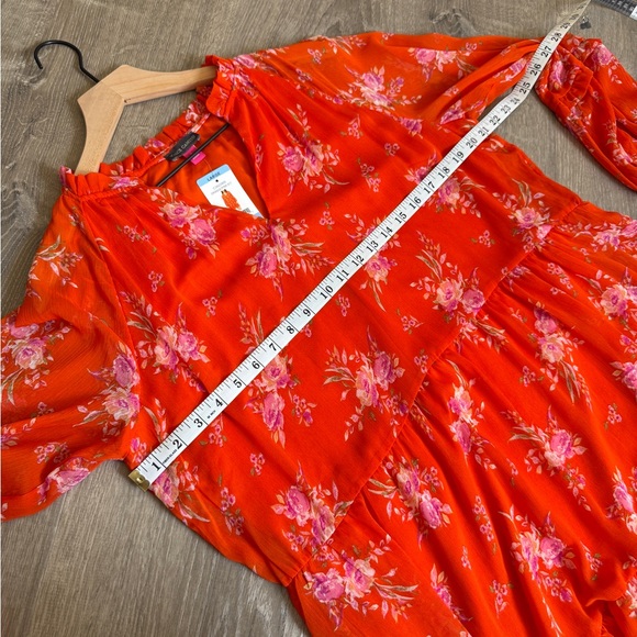 Vince Camuto Orange Floral Women's Dress-Size L- NWT - Picture 11 of 15